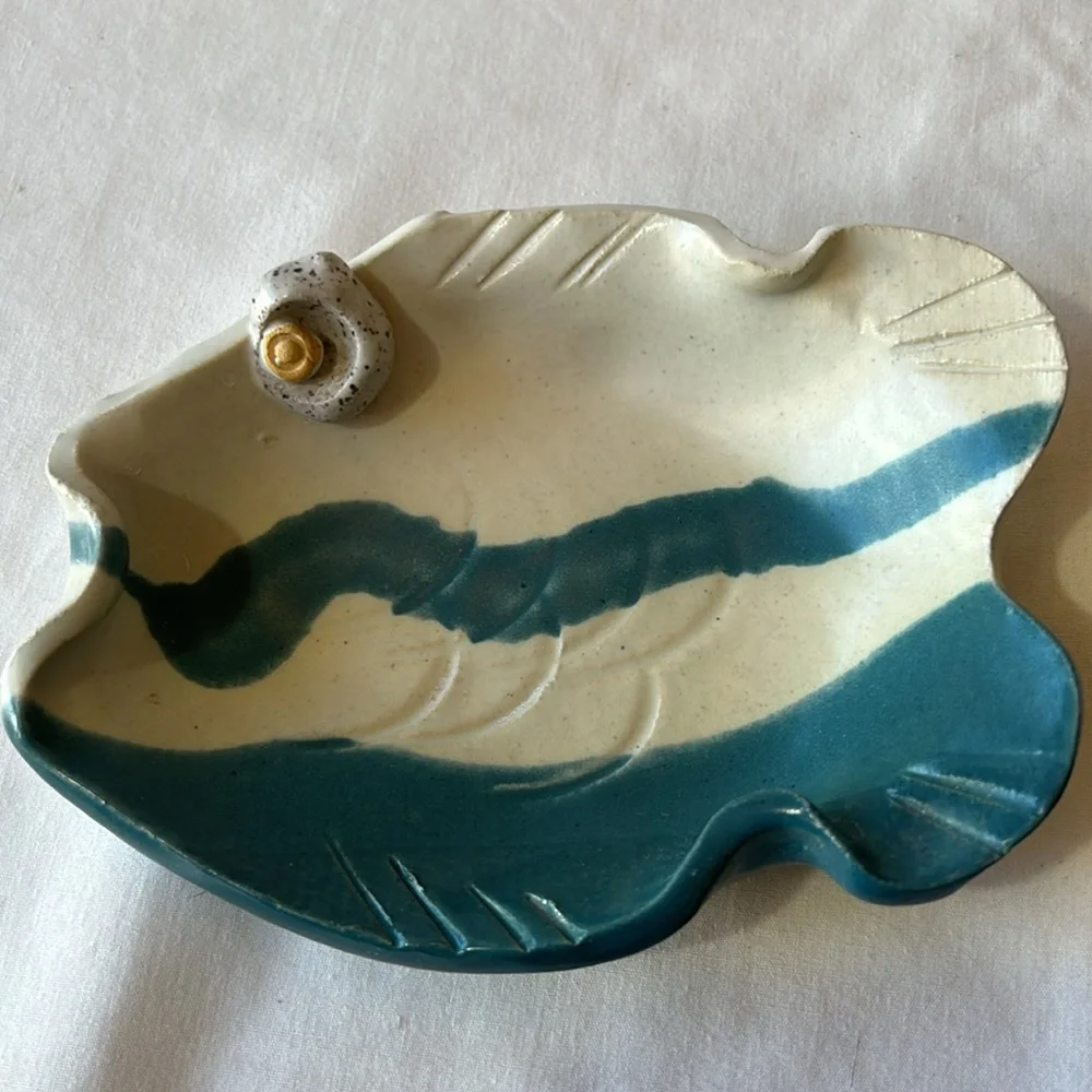 Pottery Fish Shaped Soap Dish Handmade